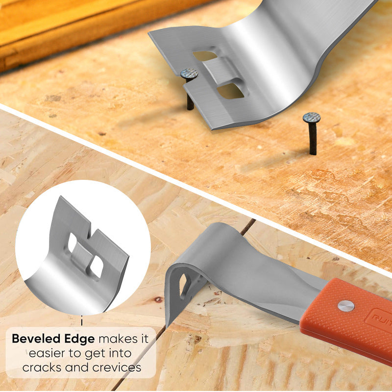 Stainless Steel Pry Bar – Nail Puller, Non-Slip Grip & 27cm Multi-Tool