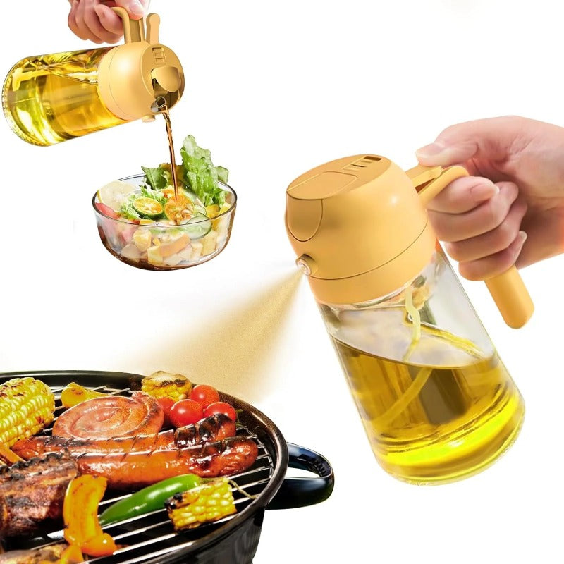 2-in-1 Glass Oil Sprayer – 470ml Spray & Pour, BPA-Free & Dishwasher Safe