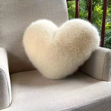 Faux Fur Heart Throw Pillow – 32×40cm, Ultra-Soft Plush & 6 Colors