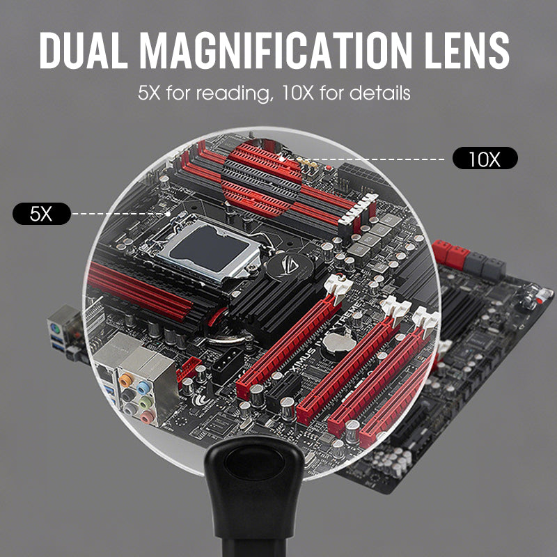 Hands-Free Magnifying Glasses – 5X & 10X Lenses, Adjustable Neck Strap & Desk Stand