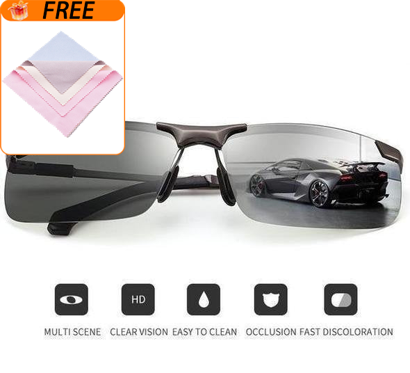 Photochromic Sunglasses – UV400 Polarized, Al-Mg Frame & Adjustable Fit