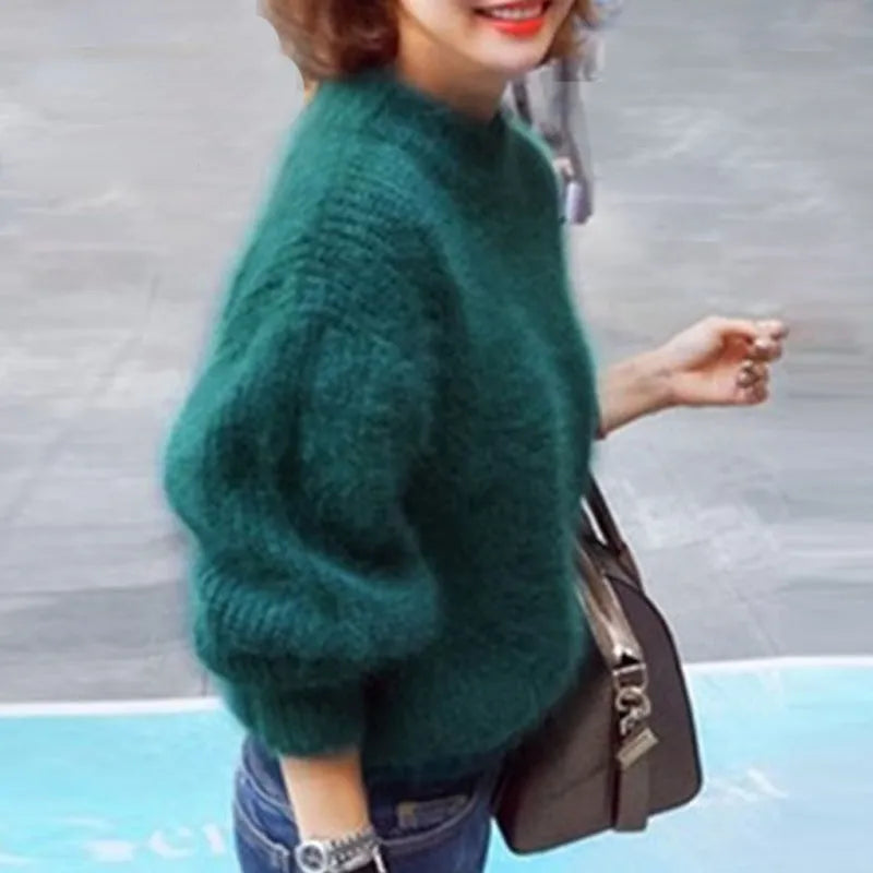 Livia Angora Knit Sweater - Green