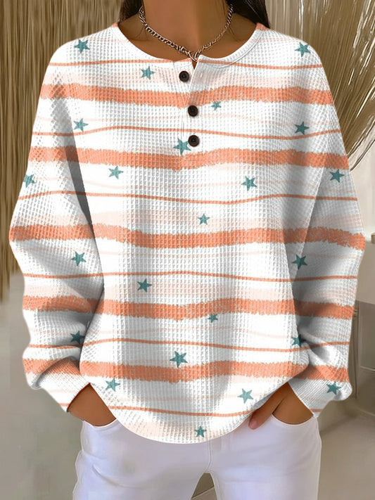 Tara Striped Star Pattern Pullover - Stylish Women's Sweater for Cozy Comfort