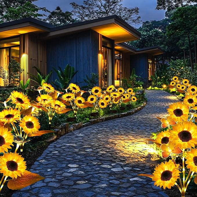Solar Sunflower Garden Stake Light – IP65 Waterproof, 74 cm & Warm White LED