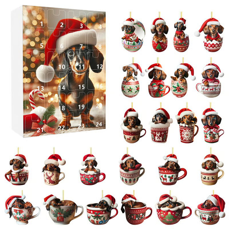 Dachshund Advent Calendar – 24 Acrylic Pendants & Christmas Ornaments