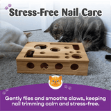 Optimized Product Title: "Holz Katzen Puzzlebox – Interaktive Leckerlies-Beschäftigung & Natürliche Krallenpflege für Katzen" 

This title includes relevant keywords for better visibility in Google Shopping while clearly describing the product's features