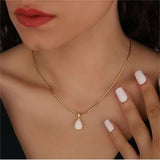 18K Natural Opal Teardrop Pendant Necklace - Eloise
