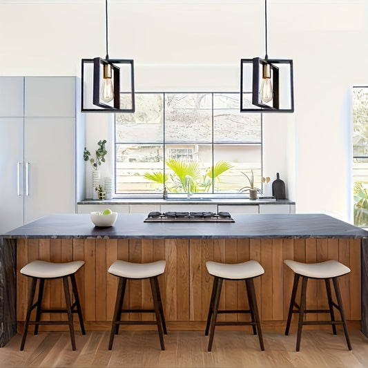 Industrial Pendant Ceiling Light – Geometric Metal Frame & Minimalist Design