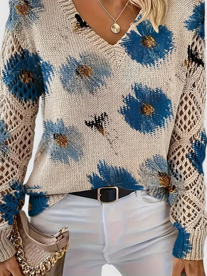 Noelle Floral Knit Sweater - Stylish Strickpullover for Women