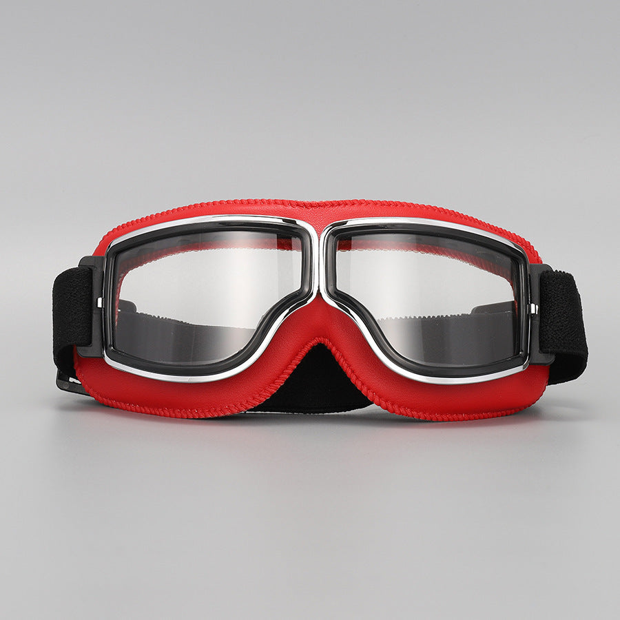 Vintage Motorcycle Goggles – Polycarbonate Lens, Fits Over Glasses & Adjustable Strap