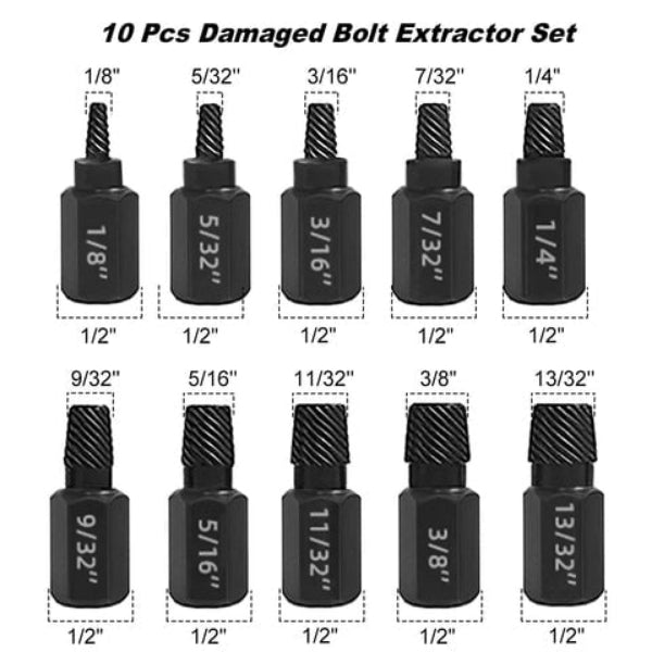 20-Piece Screw Extractor Set – Left-Hand Thread, Removes Stripped & Damaged Screws