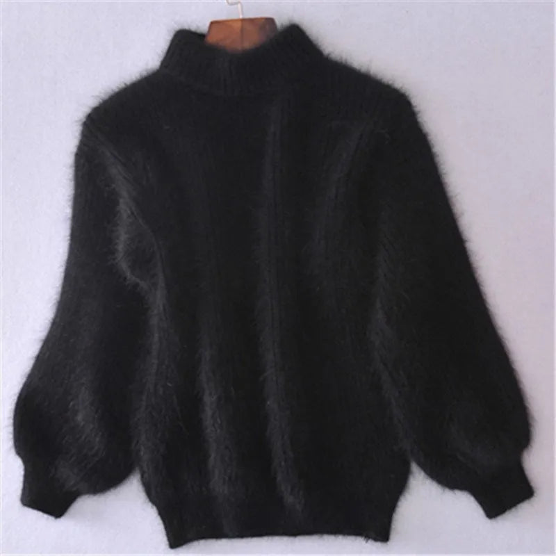 Livia Angora Knit Sweater - Black