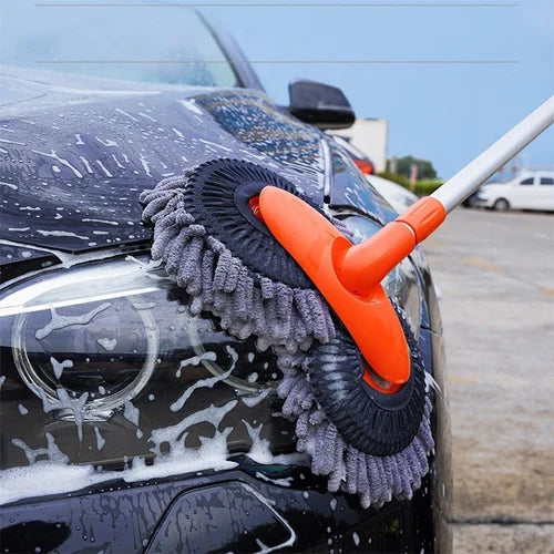 Telescopic Car Wash Mop – 80–135cm Reach, Double-Layer Microfiber Head & 360° Rotation