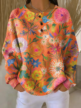 Freja Colorful Floral Pattern Pullover - Stylish Women's Sweater for Every Season
