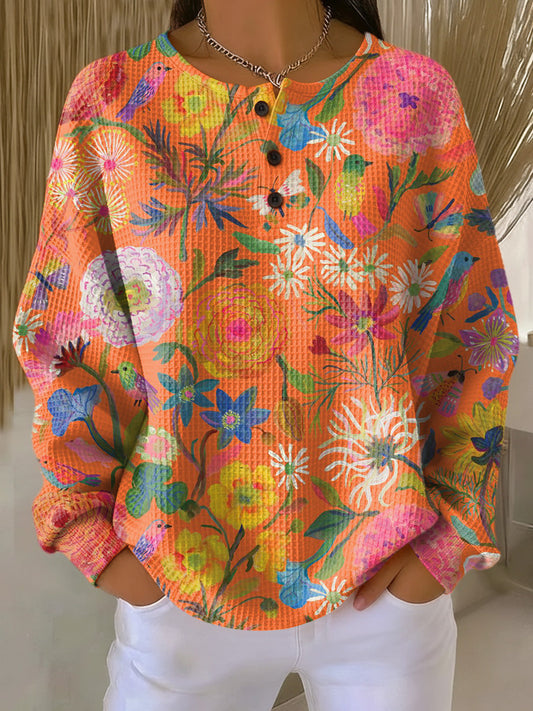 Freja Colorful Floral Pattern Pullover - Stylish Women's Sweater for Every Season