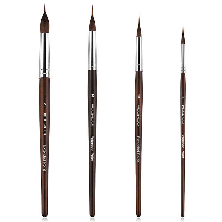 Detail Paint Brush Set – Wood Handle, Fine Synthetic Tips & 4 or 6 Pieces