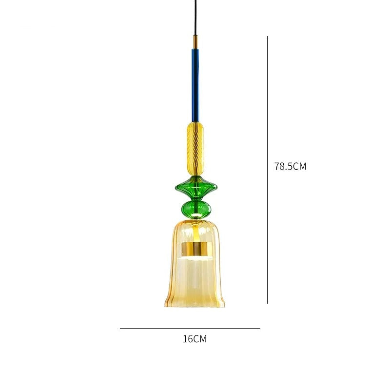 Glass Pendant Light – Colored Shade, E27 Socket & Adjustable 120cm Cord
