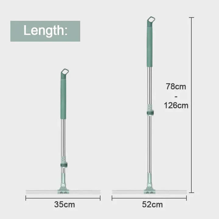 Telescopic Floor Squeegee Mop – 180° Swivel Head, Silicone Blade, 78–126cm