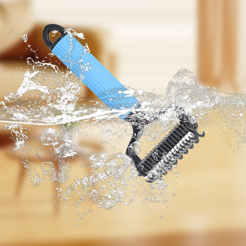 Pet Deshedding Grooming Brush – Safety Blades, Anti-Mat & Ergonomic Grip