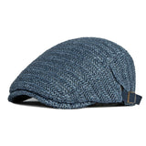 Men's Summer Flat Cap – Breathable Herringbone, Adjustable 55–59cm, UV Protection