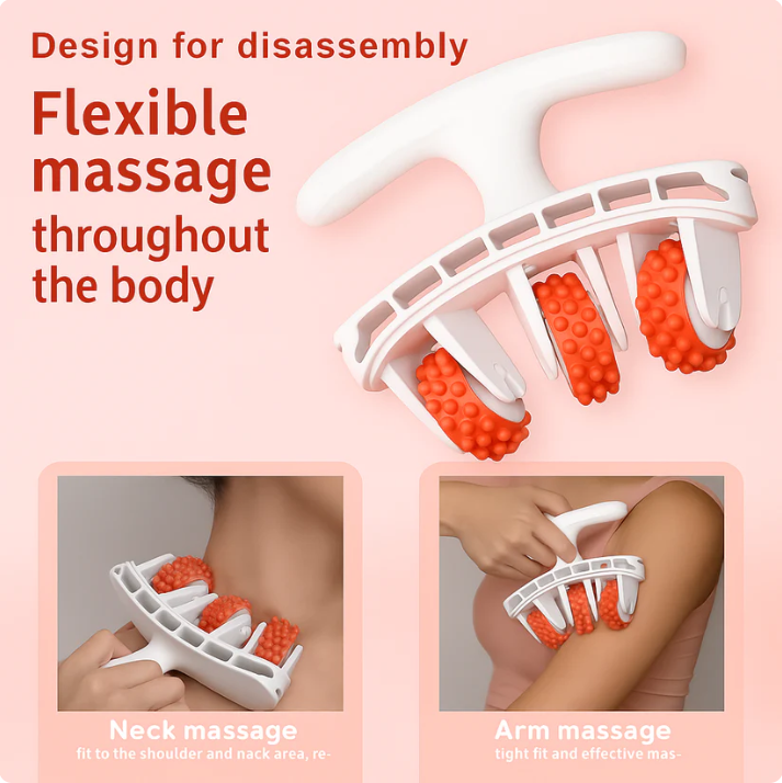 3D Muscle Massage Roller – 180° Adjustable Frame, Full-Body & Non-Slip Grip