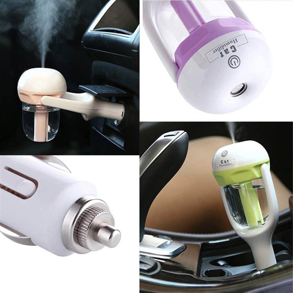 Car Humidifier with Aromatherapy – Ultrasonic, 2h Timer & 12V Cigarette Lighter