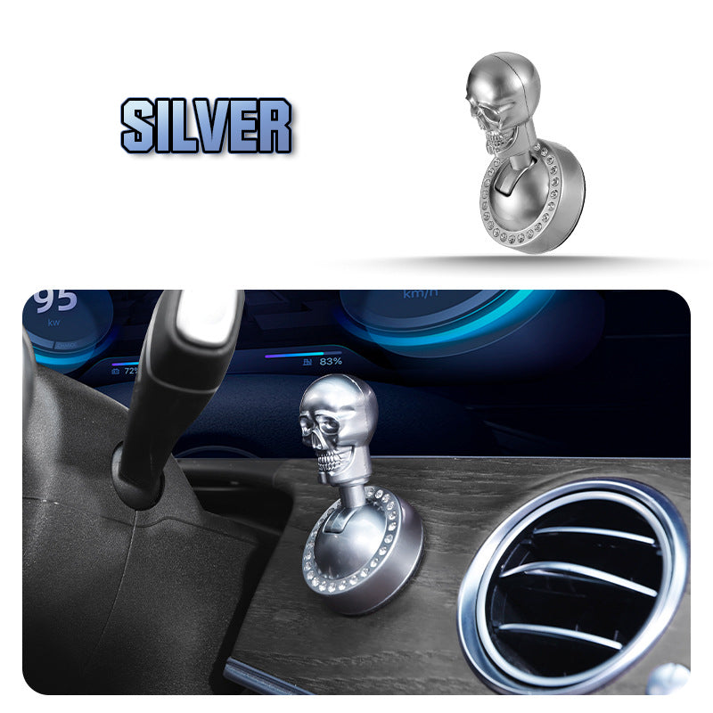 Skull Start Button Cover – Aluminum Alloy, Rhinestone Detail & Adhesive Mount