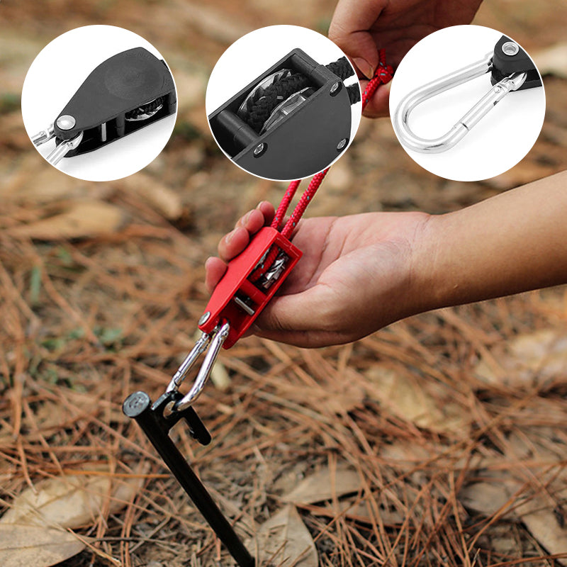 Tent Guy Line with Pulley System – 190kg Capacity, Reflective, Aluminum Alloy