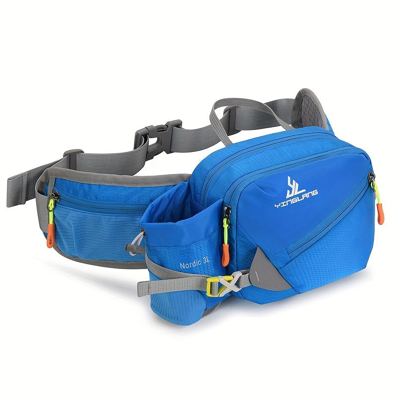 Running Waist Bag with Bottle Holder – 3L Nylon, Adjustable 50–100cm Belt