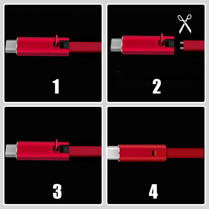 Adjustable Charging Cable – 150cm Cuttable Length & USB-C/Android/iPhone Compatible