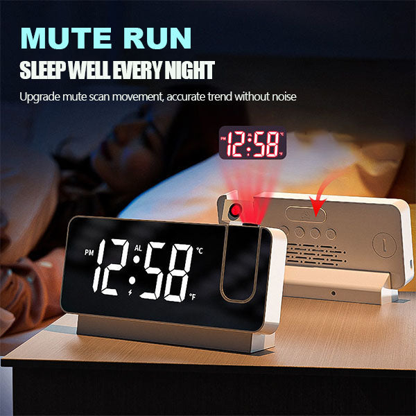 LED Projection Alarm Clock – 180° Ceiling Display, 18cm LED, Dual Alarm & USB Charging