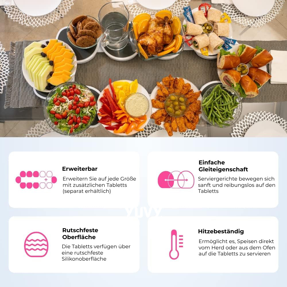Optimized Product Title: "Drehteller-Set für Esstisch – 8 rutschfeste Servierplatten für müheloses Servieren und stilvolle Präsentation" 

This title includes relevant keywords while enhancing clarity and appeal for potential buyers.