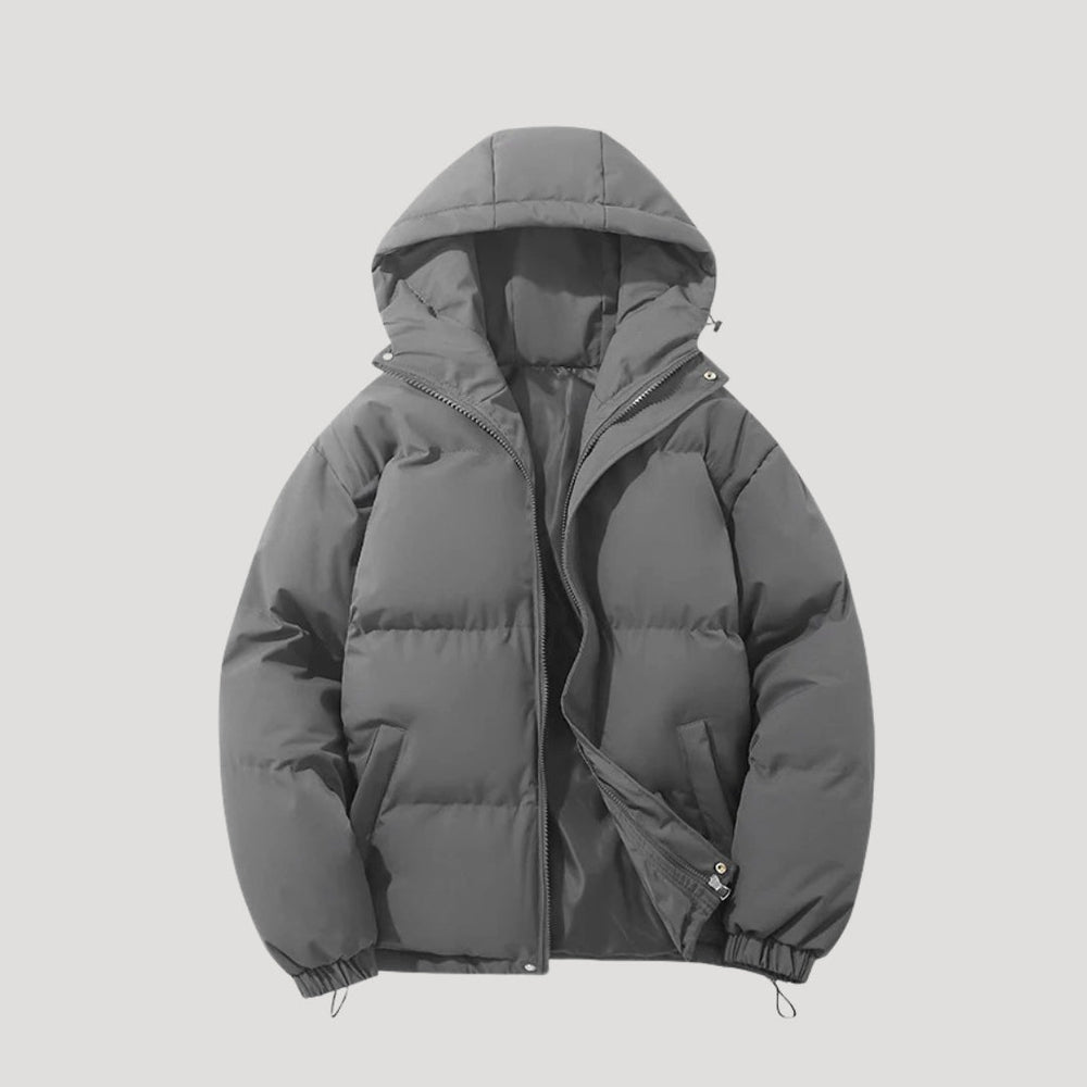 Women's hooded puffer jacket, view 1