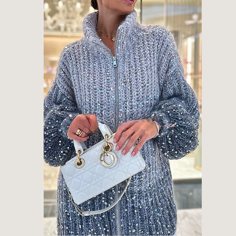 Festive Knitted Cardigan with Sequins - Viola