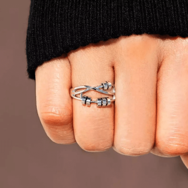 Premium Fidget Ring - Stress Relief Spinner Ring for Anxiety & Focus - Adjustable Comfort Fit