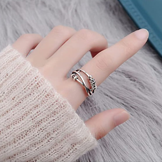 Premium Fidget Ring - Stress Relief Spinner Ring for Anxiety & Focus - Adjustable Comfort Fit