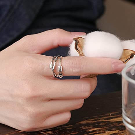 Premium Fidget Ring - Stress Relief Spinner Ring for Anxiety & Focus - Adjustable Comfort Fit
