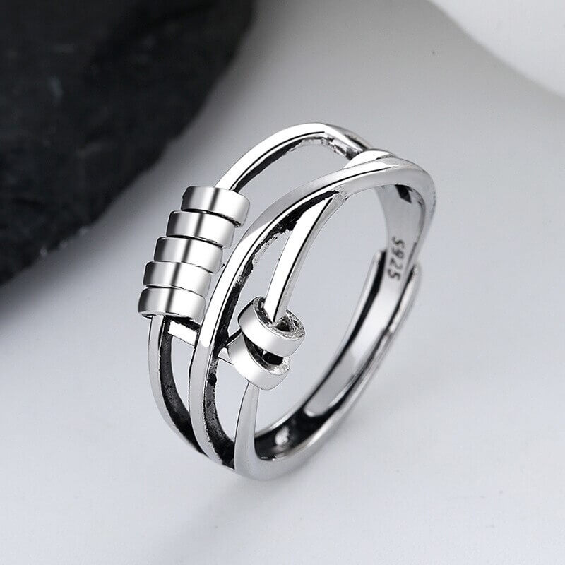 Premium Fidget Ring - Stress Relief Spinner Ring for Anxiety & Focus - Adjustable Comfort Fit