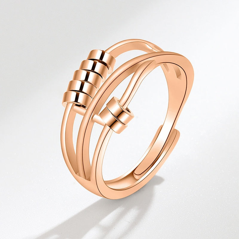 Premium Fidget Ring - Stress Relief Spinner Ring for Anxiety & Focus - Adjustable Comfort Fit