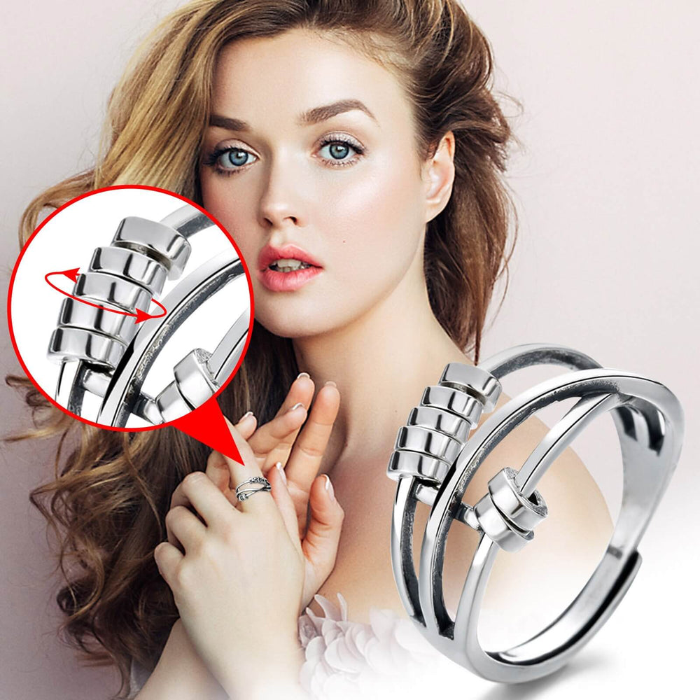 Premium Fidget Ring - Stress Relief Spinner Ring for Anxiety & Focus - Adjustable Comfort Fit