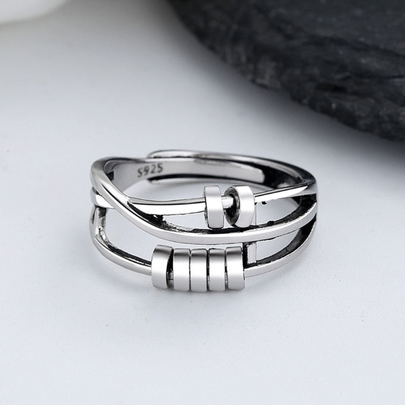 Premium Fidget Ring - Stress Relief Spinner Ring for Anxiety & Focus - Adjustable Comfort Fit