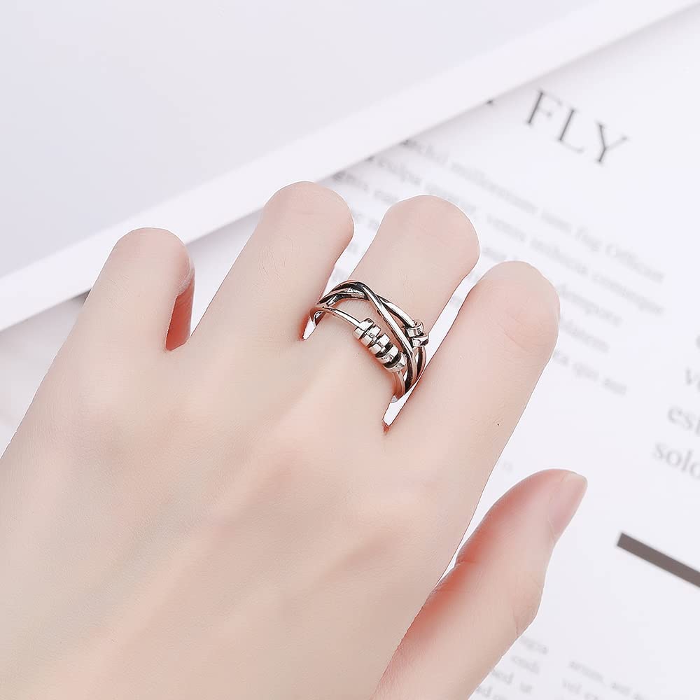 Premium Fidget Ring - Stress Relief Spinner Ring for Anxiety & Focus - Adjustable Comfort Fit