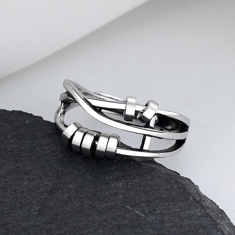 Premium Fidget Ring - Stress Relief Spinner Ring for Anxiety & Focus - Adjustable Comfort Fit