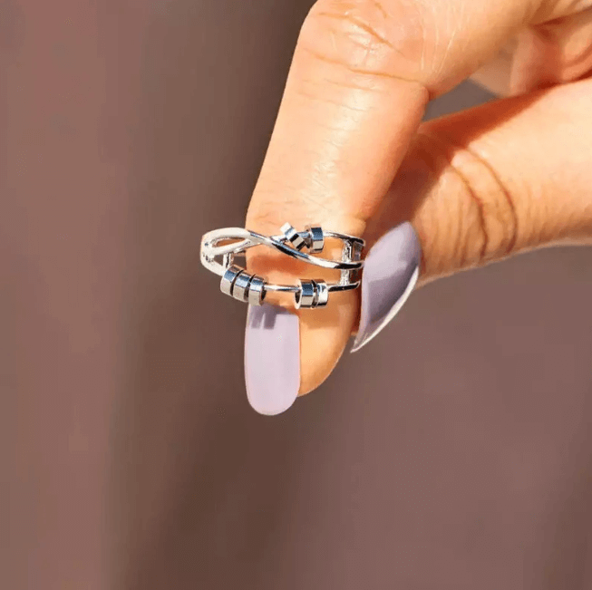 Premium Fidget Ring - Stress Relief Spinner Ring for Anxiety & Focus - Adjustable Comfort Fit
