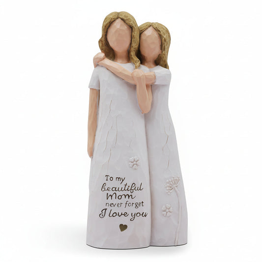 Mom & Daughter Figurine – Love Sculpture Design, Home Decor & Mother's Day Gift