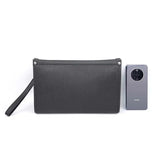 Men's Black Genuine Leather Business Clutch with Fingerprint Lock – Stylish & Secure Executive Accessory