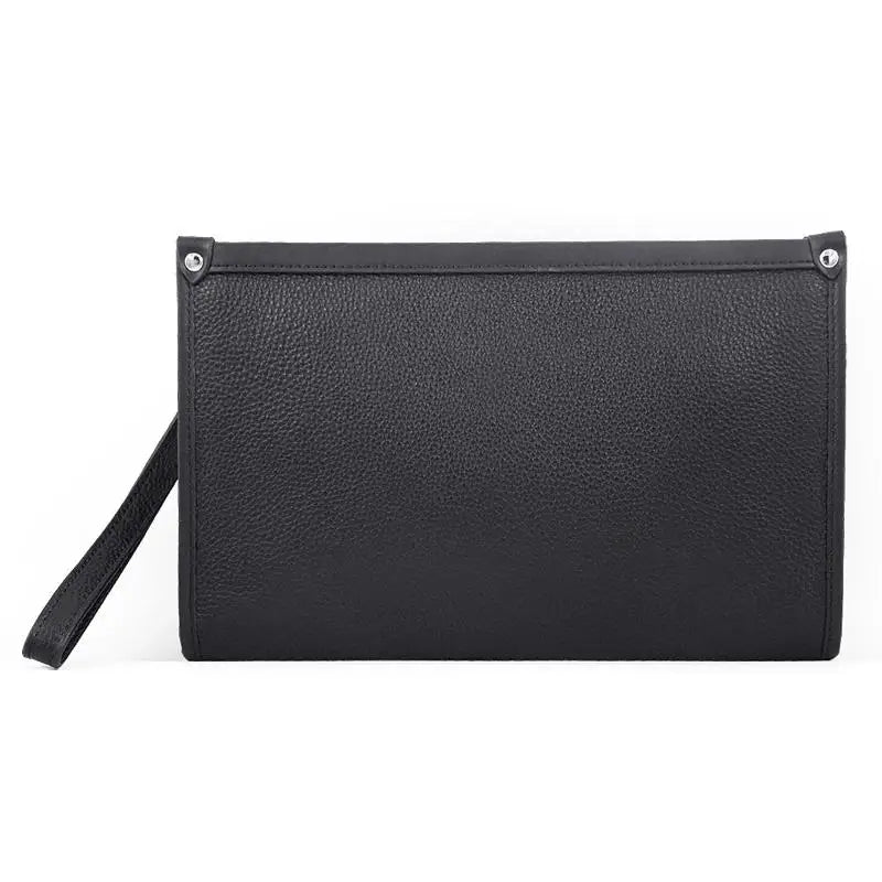 Men's Black Genuine Leather Business Clutch with Fingerprint Lock – Stylish & Secure Executive Accessory