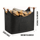 Firewood Carrier – Leather Handles, Felt Foldable Design & 55L Capacity