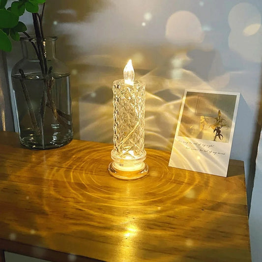 Flameless LED Candle – Warm Light, Crystal Design & Decorative Accent