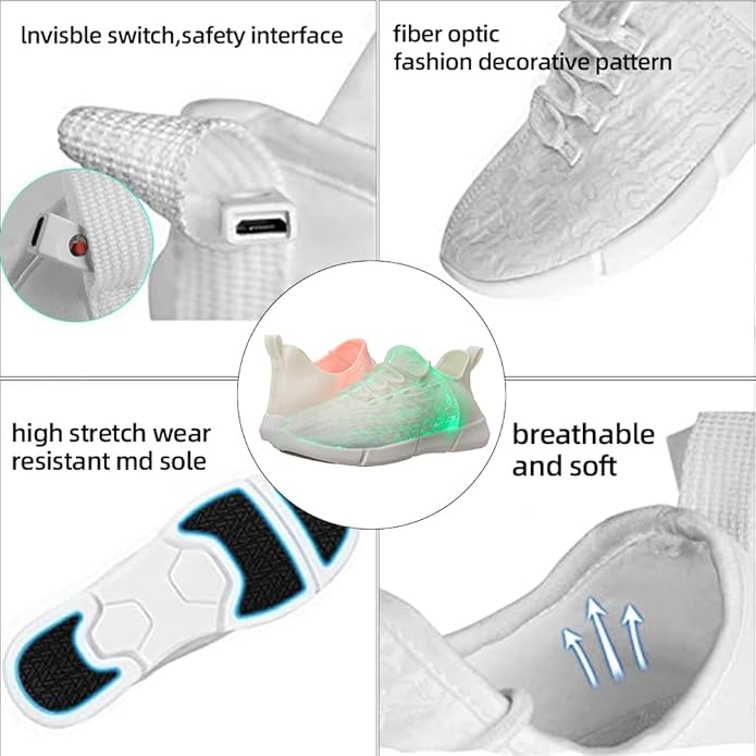 Orion Flashing LED Fiber Optic Sneakers for Kids & Adults - Light-Up Glow Shoes for Parties & Nighttime Fun